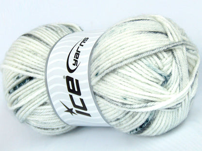 Lot of 4 x 100gr Skeins Ice Yarns SALE SELF-STRIPING Yarn White Grey Shades