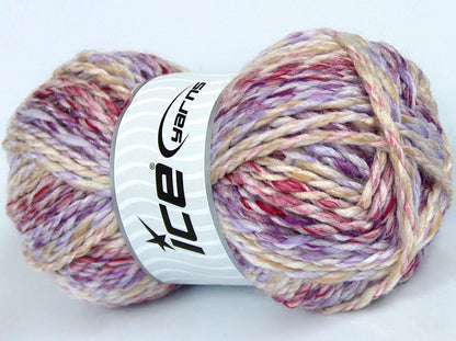 Lot of 4 x 100gr Skeins Ice Yarns SALE SELF-STRIPING Yarn Purple Lilac Fuchsia White Beige