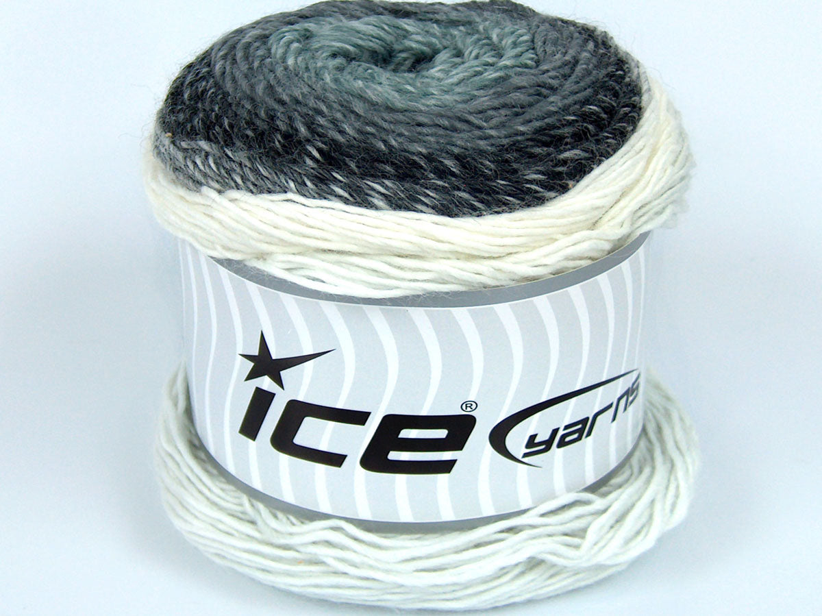 Lot of 3 x 135gr Skeins Ice Yarns SALE CAKES YARN Yarn Grey Shades Black White