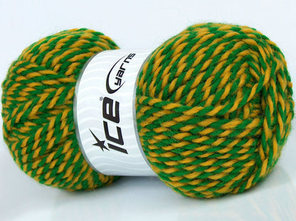 Lot of 4 x 100gr Skeins Ice Yarns JOINVILLE (10% Mohair 35% Wool) Yarn Yellow Green