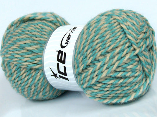 Lot of 4 x 100gr Skeins Ice Yarns JOINVILLE (10% Mohair 35% Wool) Yarn Turquoise Beige