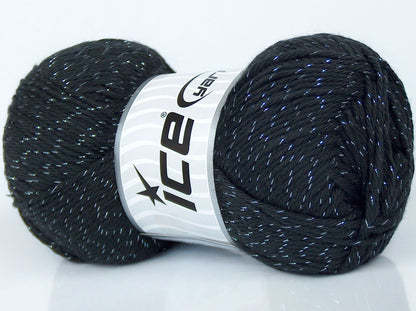 Lot of 4 x 105gr Skeins Ice Yarns PUNE GLITZ (95% Cotton) Yarn Black