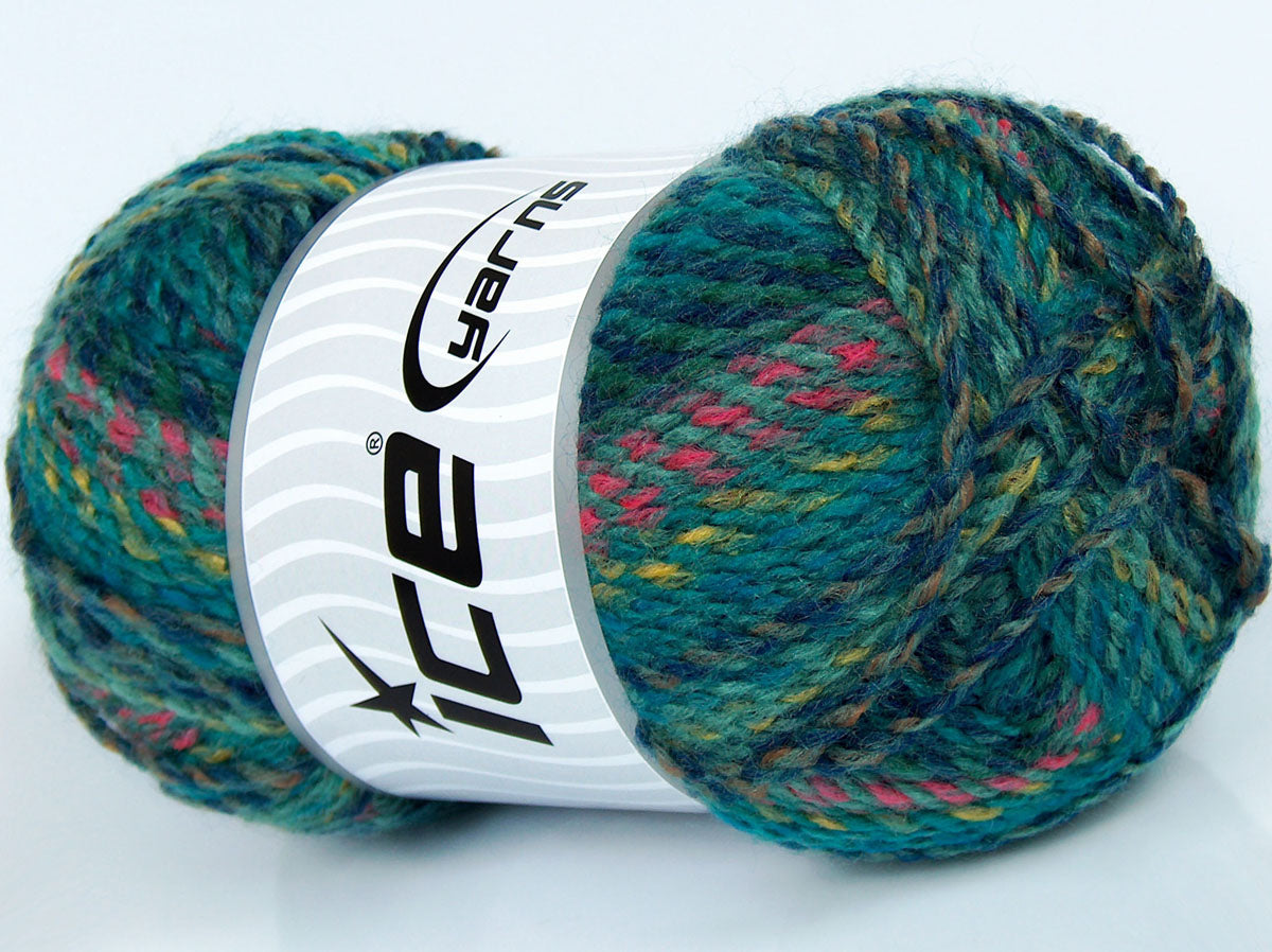 200 gr ICE YARNS LIMEIRA Hand Knitting Yarn Green Shades Pink Navy