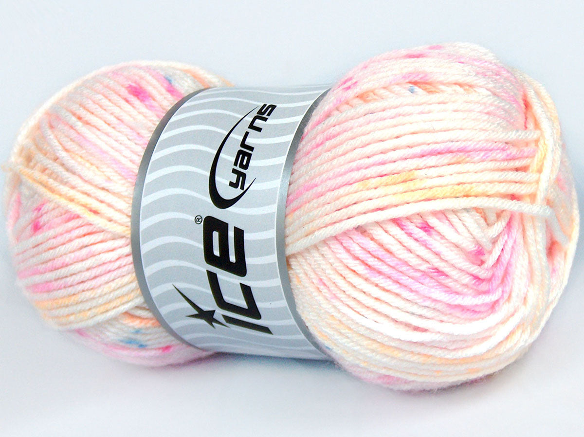 Lot of 4 x 100gr Skeins Ice Yarns SALE SELF-STRIPING Yarn Pink White Orange Yellow Blue