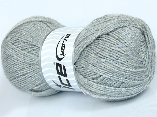 Lot of 4 x 90gr Skeins Ice Yarns SALE METALLIC Hand Knitting Yarn Light Grey