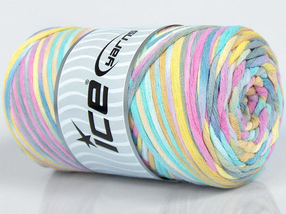 250 gr ICE YARNS NATURAL COTTON COLOR 3MM (80% Cotton) Yarn Yellow Light Grey Pink Blue Mint Green