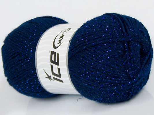 Lot of 4 x 100gr Skeins Ice Yarns SALE METALLIC Hand Knitting Yarn Navy