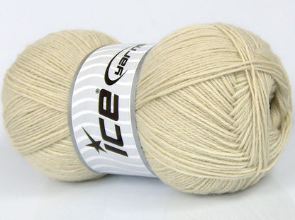 Lot of 4 x 100gr Skeins Ice Yarns SOLID SOCK (75% Superwash Wool) Yarn Ecru