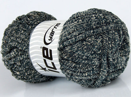 Lot of 3 x 100gr Skeins Ice Yarns SALE CHENILLE (100% MicroFiber) Yarn Anthracite Black Beige