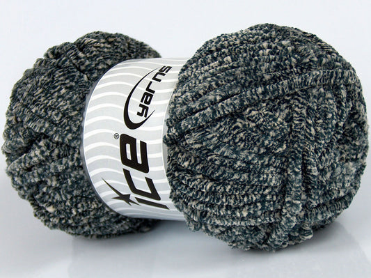 Lot of 3 x 100gr Skeins Ice Yarns SALE CHENILLE (100% MicroFiber) Yarn Anthracite Black Beige