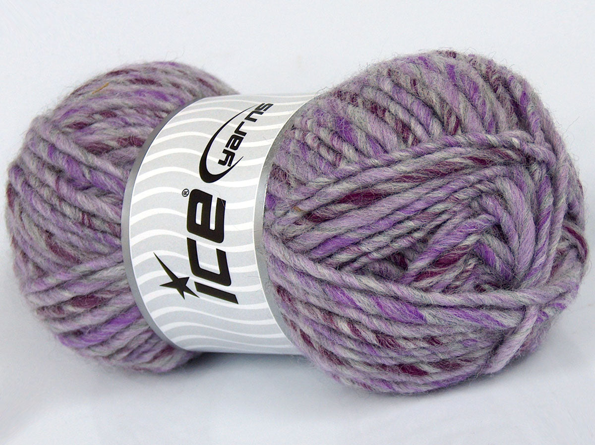 Lot of 3 x 100gr Skeins Ice Yarns SALE MOHAIR-WOOL BLEND (10% Mohair 15% Wool) Yarn Lilac Purple Grey Shades