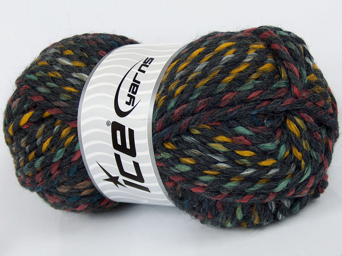 Lot of 3 x 135gr Skeins Ice Yarns SALE SELF-STRIPING Yarn Dark Grey Rainbow
