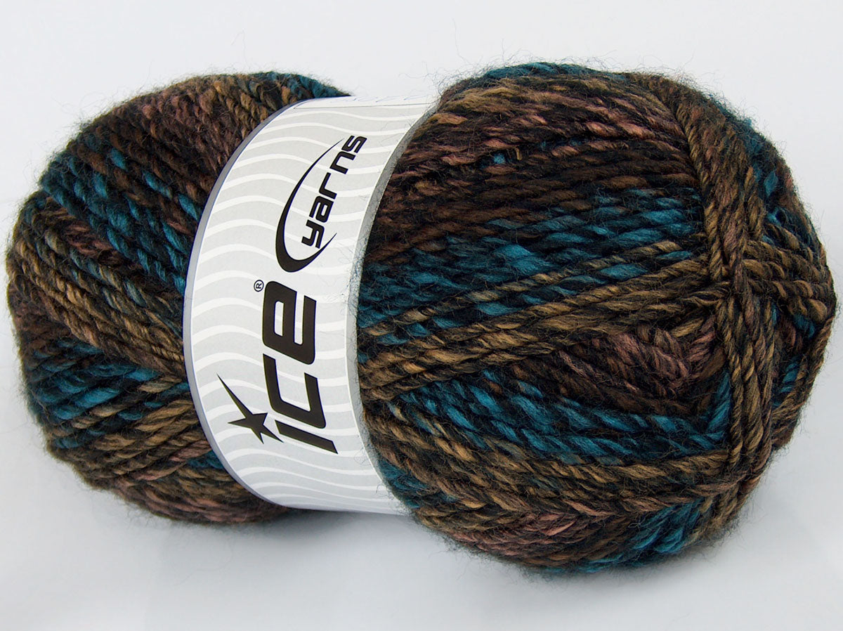 220 gr ICE YARNS SALE SELF-STRIPING Yarn Turquoise Black Bronze Gold