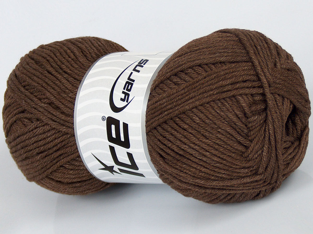 Lot of 3 x 90gr Skeins Ice Yarns SALE PLAIN Hand Knitting Yarn Brown
