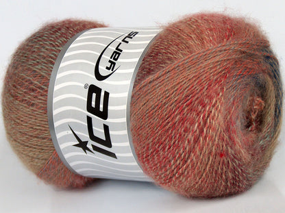 190 gr ICE YARNS SALE MOHAIR-WOOL BLEND (10% Mohair 15% Wool) Yarn Salmon Shades Blue Shades