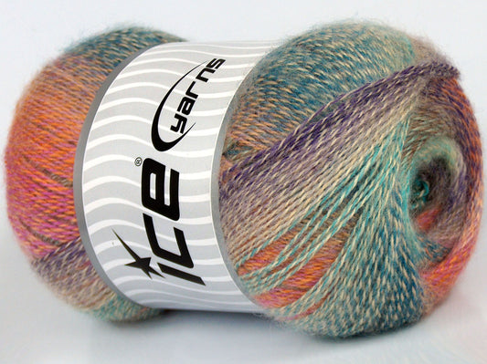 180 gr ICE YARNS SALE MOHAIR-WOOL BLEND (10% Mohair 15% Wool) Yarn Turquoise Camel Purple Salmon