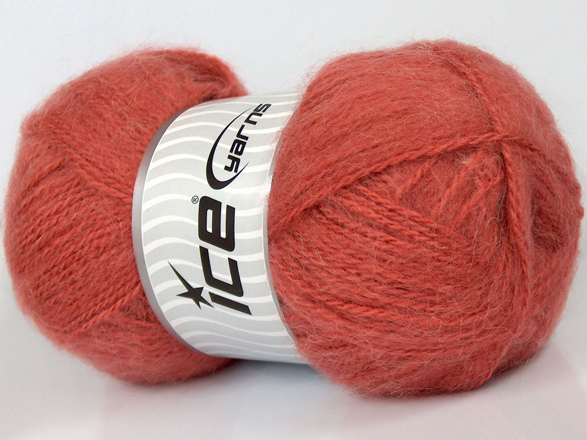 Lot of 4 x 85gr Skeins Ice Yarns SALE MOHAIR-WOOL BLEND (10% Mohair 15% Wool) Yarn Salmon