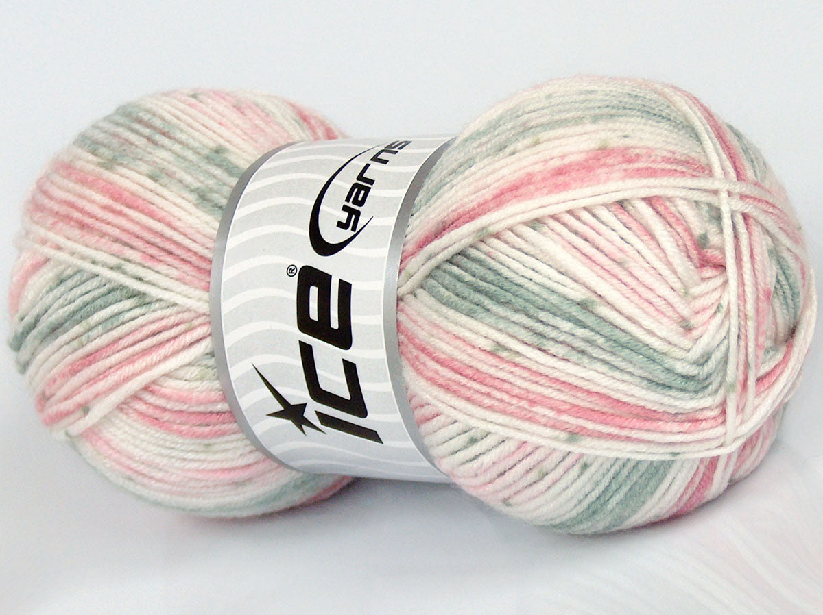 Lot of 4 x 85gr Skeins Ice Yarns SALE BABY Hand Knitting Yarn Pink Grey White