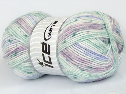 Lot of 4 x 85gr Skeins Ice Yarns SALE BABY Yarn Lilac Green White