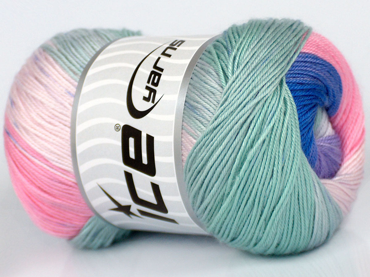 Lot of 4 x 100gr Skeins Ice Yarns GELATO Yarn Pink Shades Mint Green Blue Lilac
