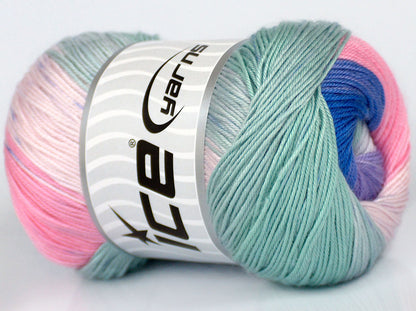 Lot of 4 x 100gr Skeins Ice Yarns GELATO Yarn Pink Shades Mint Green Blue Lilac
