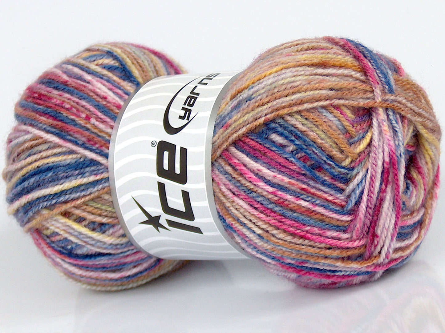 Lot of 4 x 90gr Skeins Ice Yarns SALE SELF-STRIPING Yarn Blue Pink Orange Camel