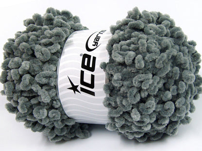 Lot of 4 x 100gr Skeins Ice Yarns CHENILLE BOUCLERON (100% MicroFiber) Yarn Light Grey