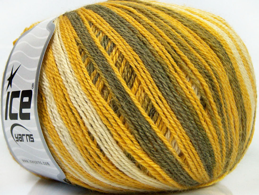Alpaca Fine Magic Olive Green, Yellow, White, Khaki Sku:fnt2-36982
