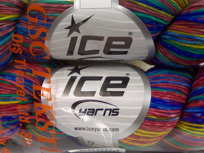 Hand Dyed Sock Merino Orchid, Green, Yellow, Blue fnt2-68864