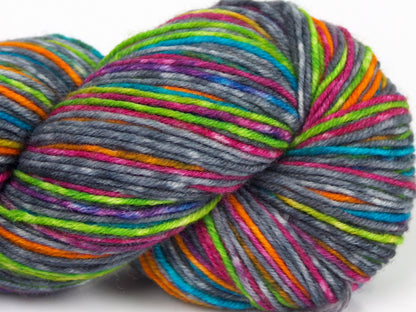 Hand Dyed Sock Merino Grey, Green, Orange, Turquoise, Fuchsia fnt2-68865