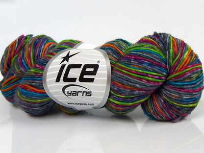 Hand Dyed Sock Merino Grey, Green, Orange, Turquoise, Fuchsia fnt2-68865