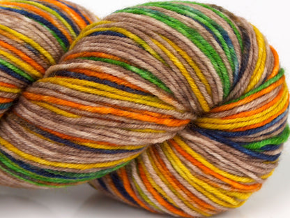 Hand Dyed Sock Merino Camel, Gold, Orange, Green, Purple fnt2-68870