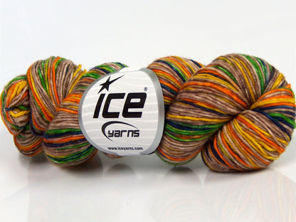 Hand Dyed Sock Merino Camel, Gold, Orange, Green, Purple fnt2-68870
