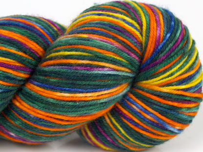Hand Dyed Sock Merino Green, Orange, Yellow, Gold, Purple, Fuchsia fnt2-68871