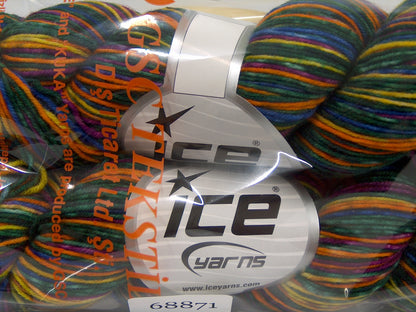 Hand Dyed Sock Merino Green, Orange, Yellow, Gold, Purple, Fuchsia fnt2-68871