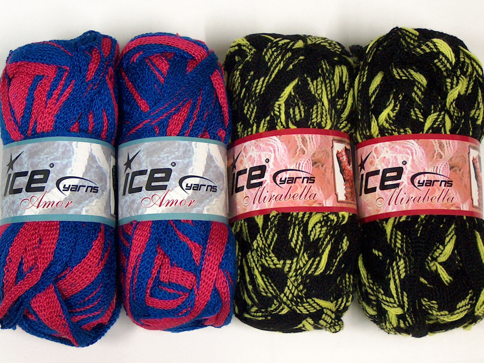 Mixed Lot Multicolor 2 balls of Mirabella - 2 balls of Amor Yarns fnt2-70426