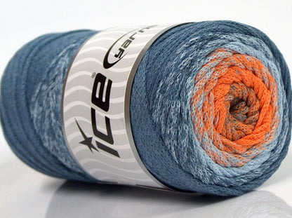 Macrame Cotton Magic Blue Shades, Grey, Orange fnt2-70673