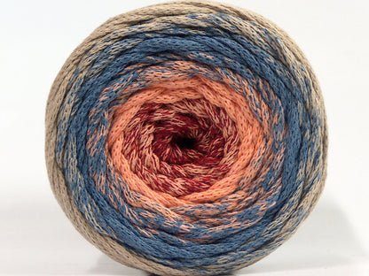 Macrame Cotton Magic Beige, Blue, Salmon, Light Burgundy fnt2-70809