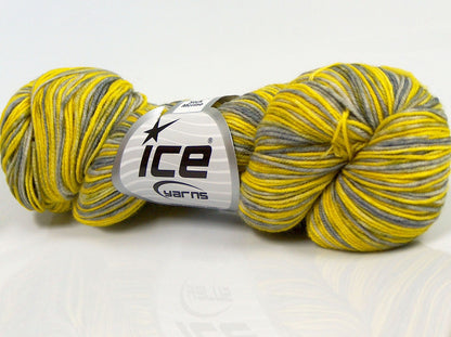 Hand Dyed Sock Merino Yellow Shades, Grey Shades fnt2-71171