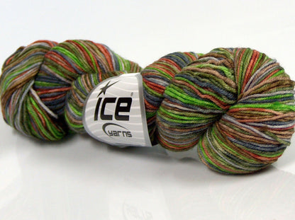 Hand Dyed Sock Merino Green Shades, Brown Shades, Gold fnt2-71172