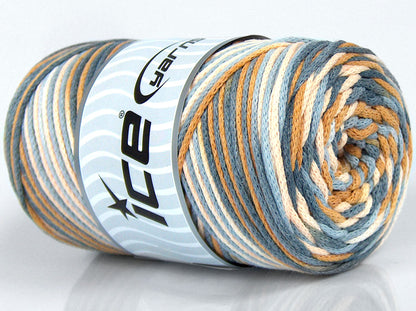 Macrame Cotton Print Cream Shades, Light Brown, Grey Shades fnt2-74592