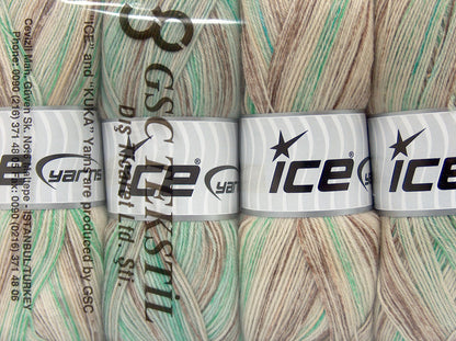 Silk Sock Green Shades, Cream, Brown fnt2-75026