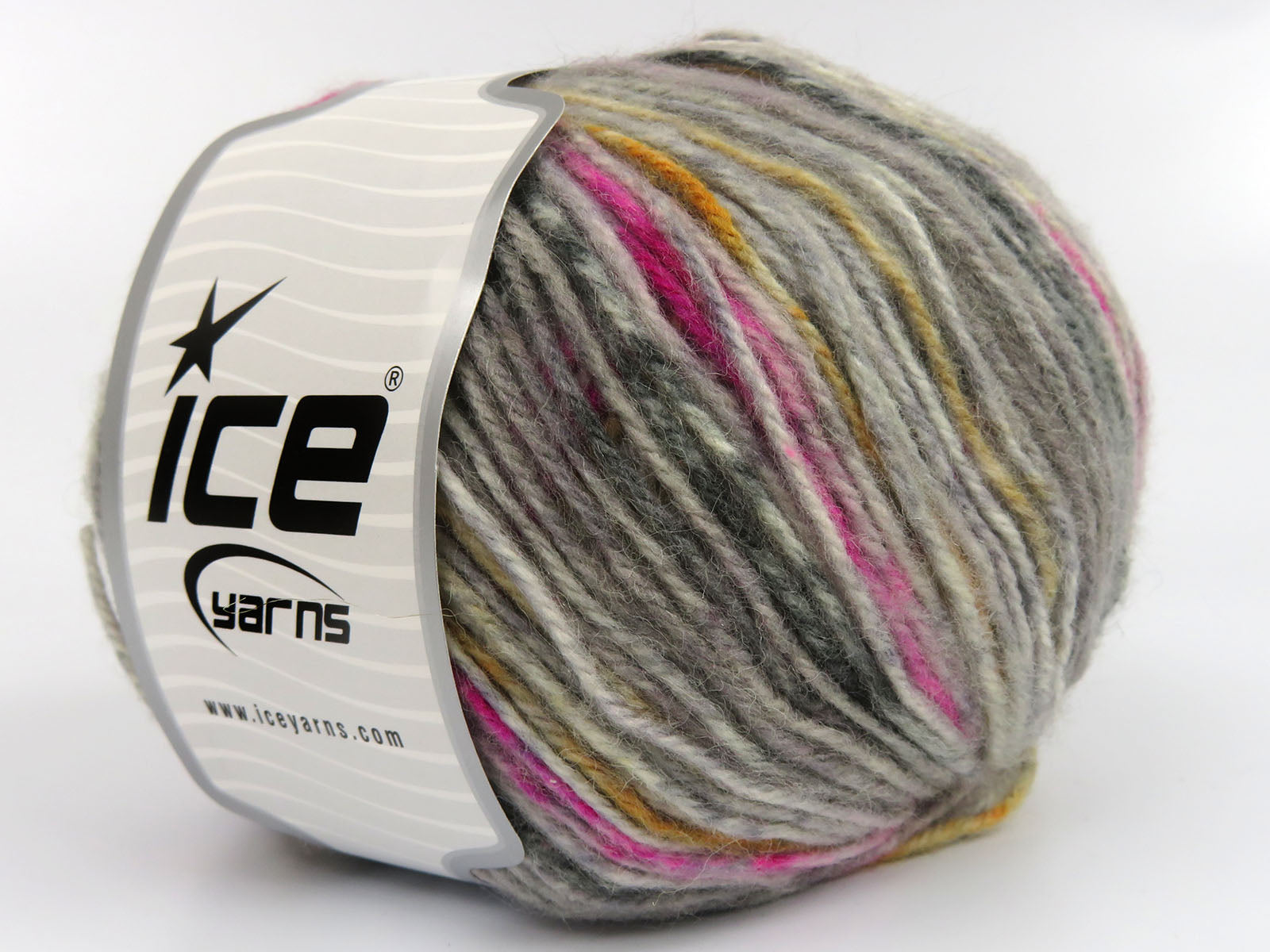 Wool Varicolor Worsted Grey Shades, Fuchsia fnt2-81948