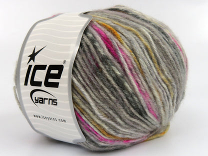 Wool Varicolor Worsted Grey Shades, Fuchsia fnt2-81948