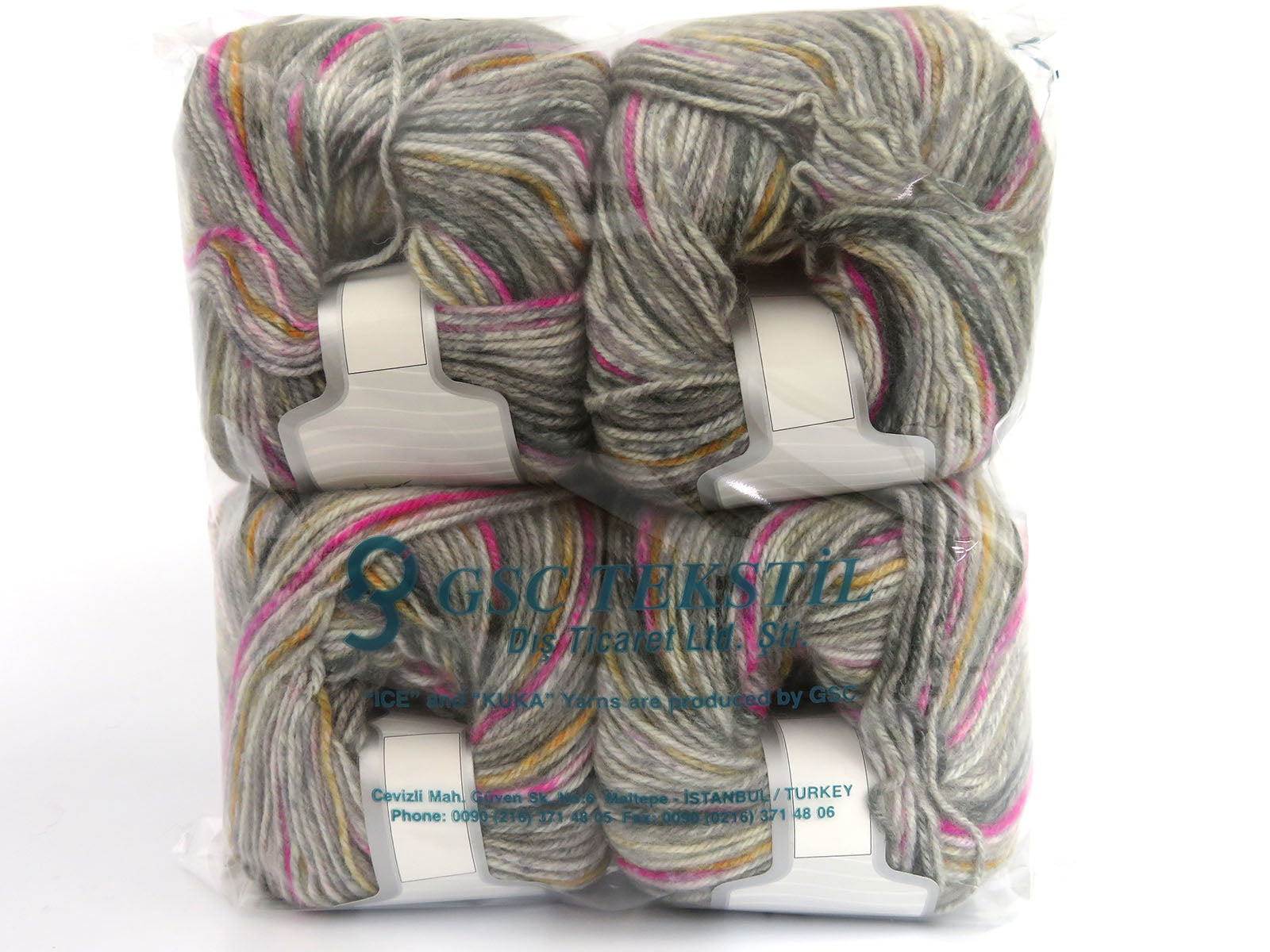 Wool Varicolor Worsted Grey Shades, Fuchsia fnt2-81948