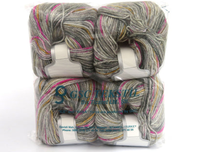 Wool Varicolor Worsted Grey Shades, Fuchsia fnt2-81948