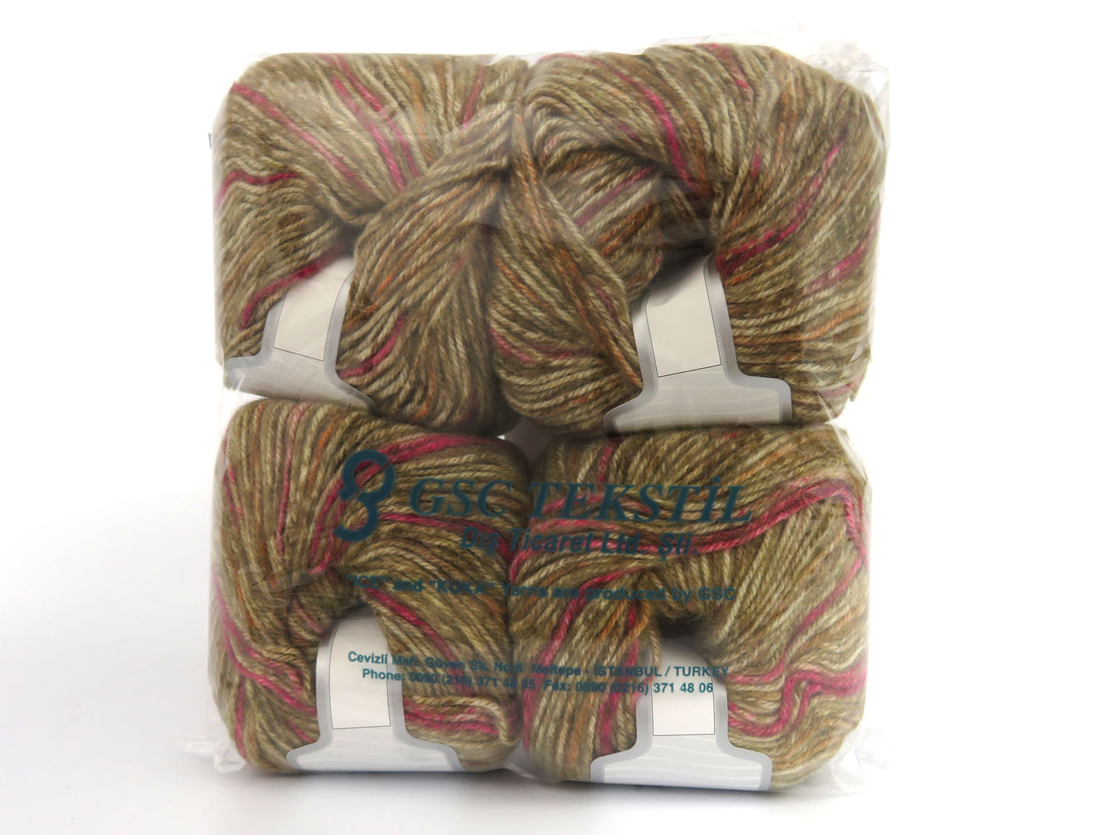 Wool Varicolor Worsted Brown Shades, Fuchsia fnt2-81949