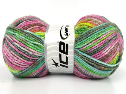 Cottonac Spray Green Shades, Pink, Grey, Yellow, Orange fnt2-84634