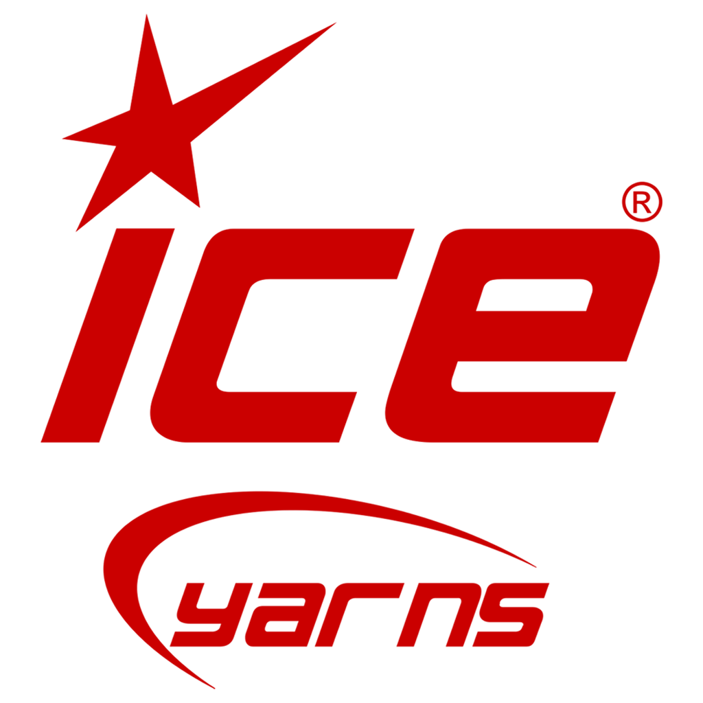 ICE Yarns logo with a red star and 'ICE' text on a white background